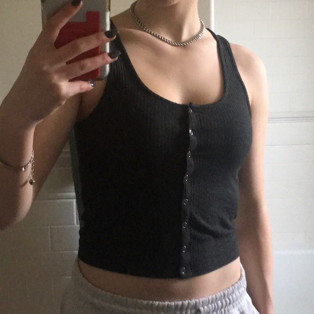 Charcoal Gray Button-Down Tank (Forever 21)